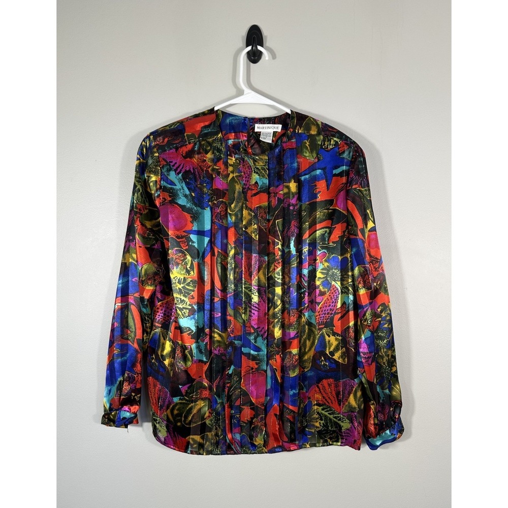 Vintage Martinique Top Womens 10 Colorful Artsy Maximalist Lightweight 90s